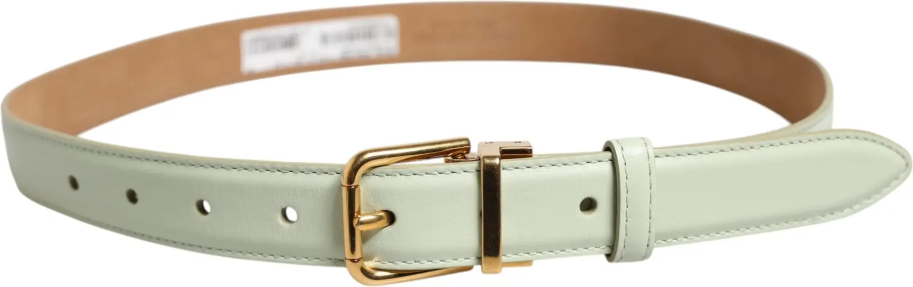 Dolce & Gabbana Light Green Leather Gold Metal Buckle Belt