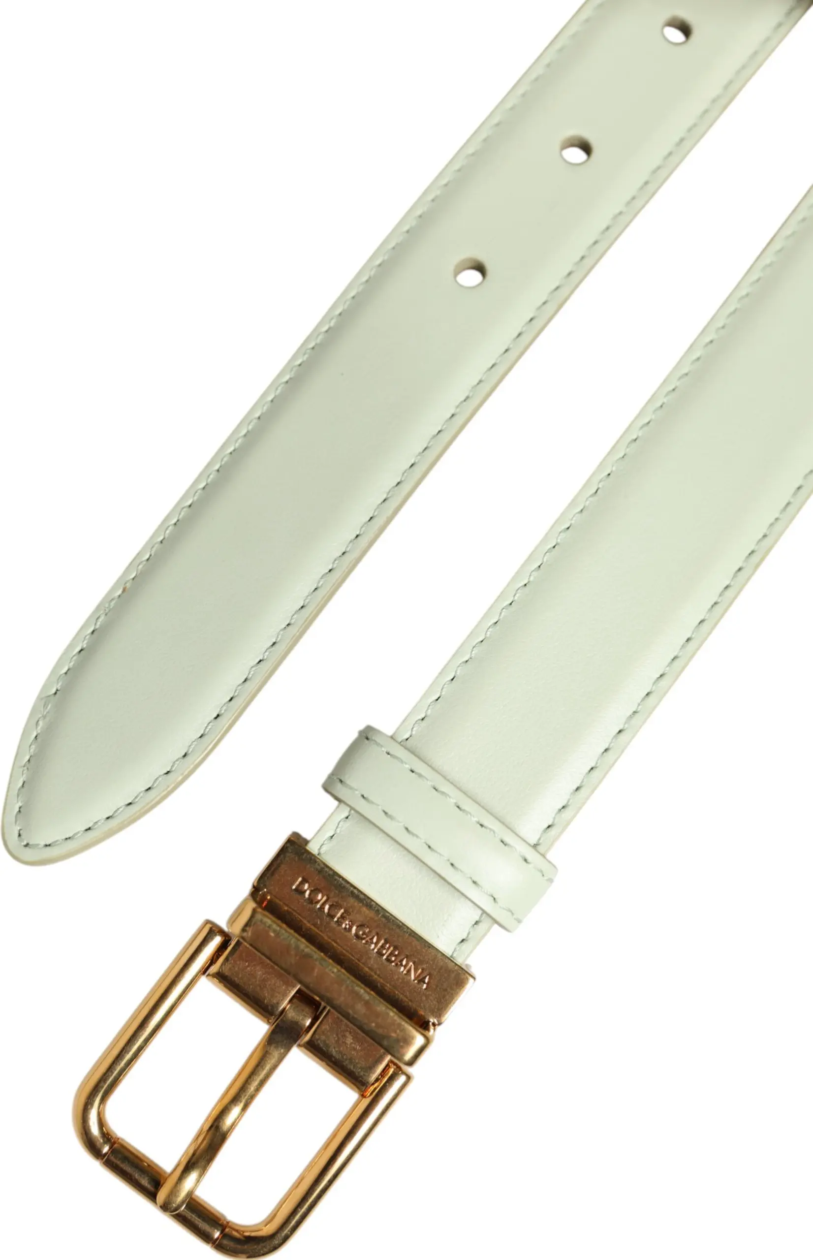 Dolce & Gabbana Light Green Leather Gold Metal Buckle Belt