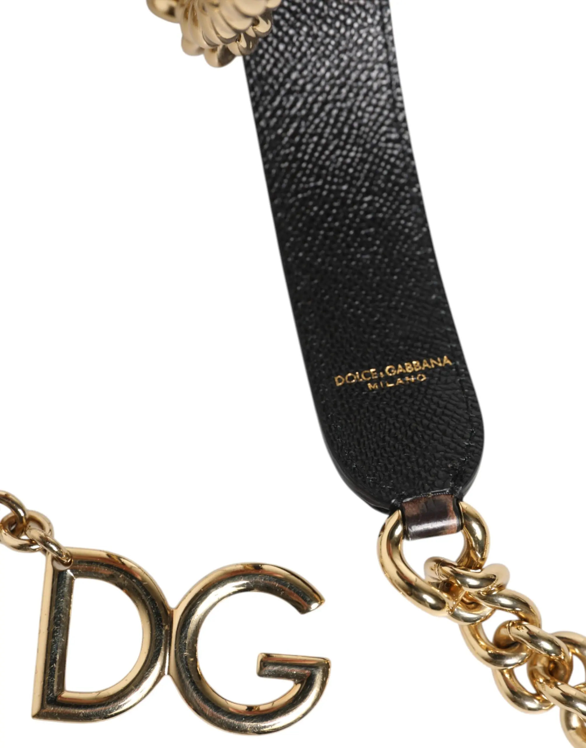 Ремень через плечо Dolce & Gabbana Коричневый Леопард Золотая Латунная Цепь Аксессуар