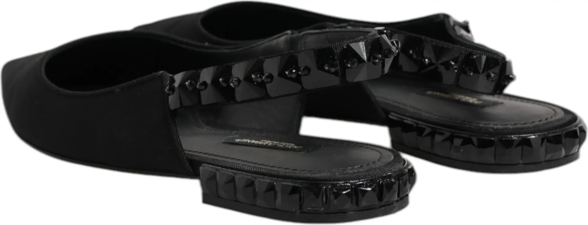 Black Crystal Charmeuse Slingback Shoes