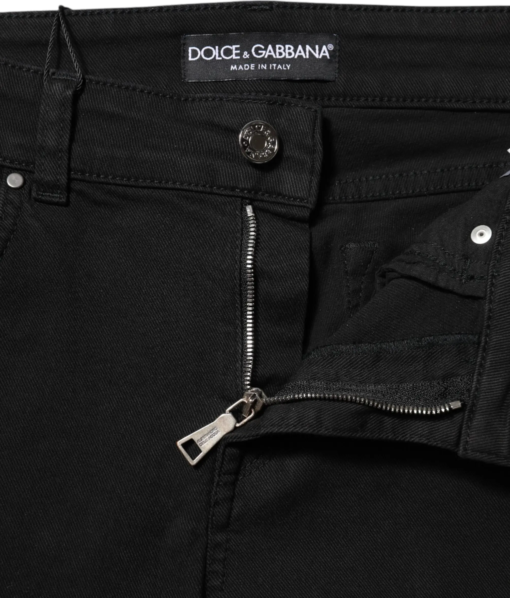 Черные обтягивающие джинсы Dolce & Gabbana с принтом логотипа и средней посадкой