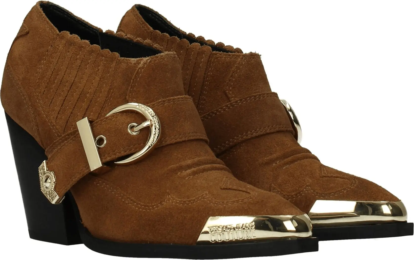 Brown Leather Ankle Boots - Versace Jeans