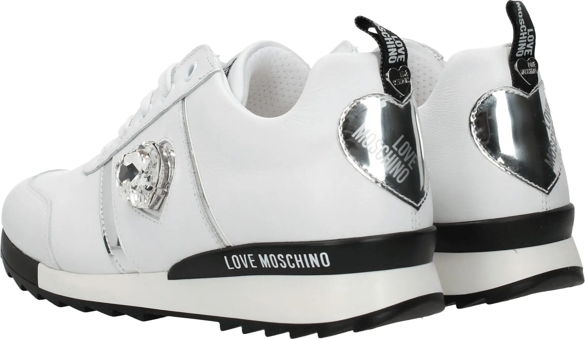 Белые низкие кроссовки из натуральной кожи LOVE MOSCHINO