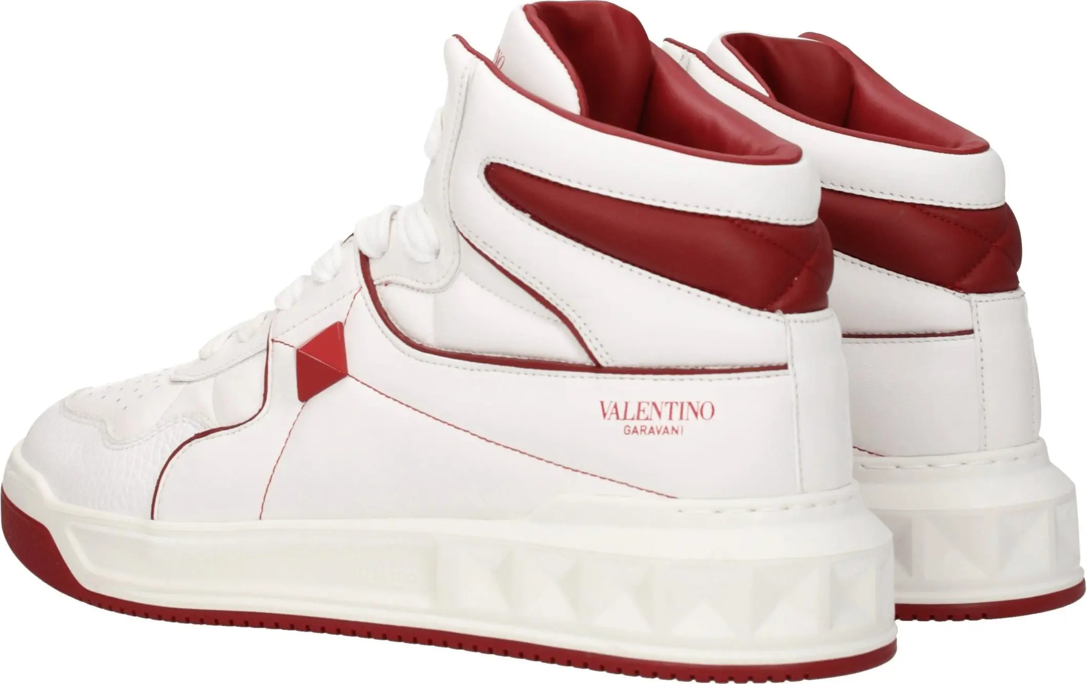Высокие кроссовки из белой кожи Valentino Garavani