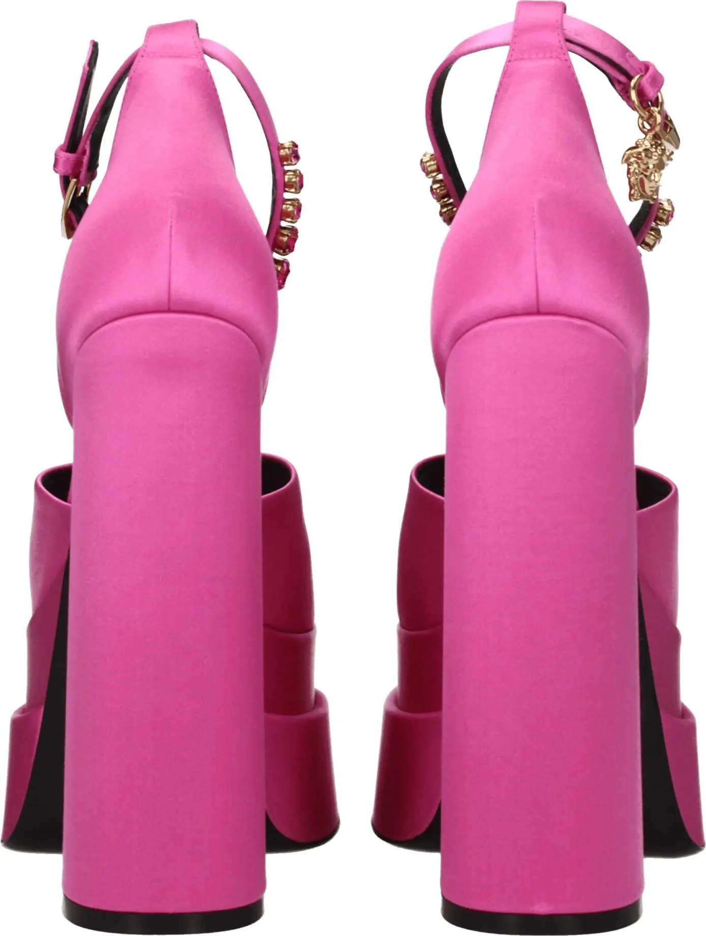 Розовые атласные босоножки на платформе Versace
