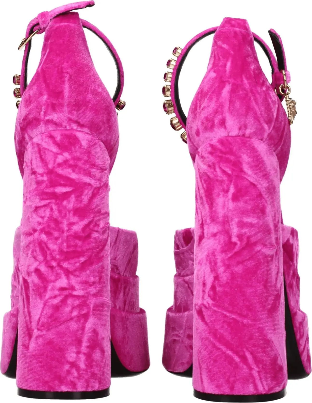 Босоножки Versace на платформе из розового бархата