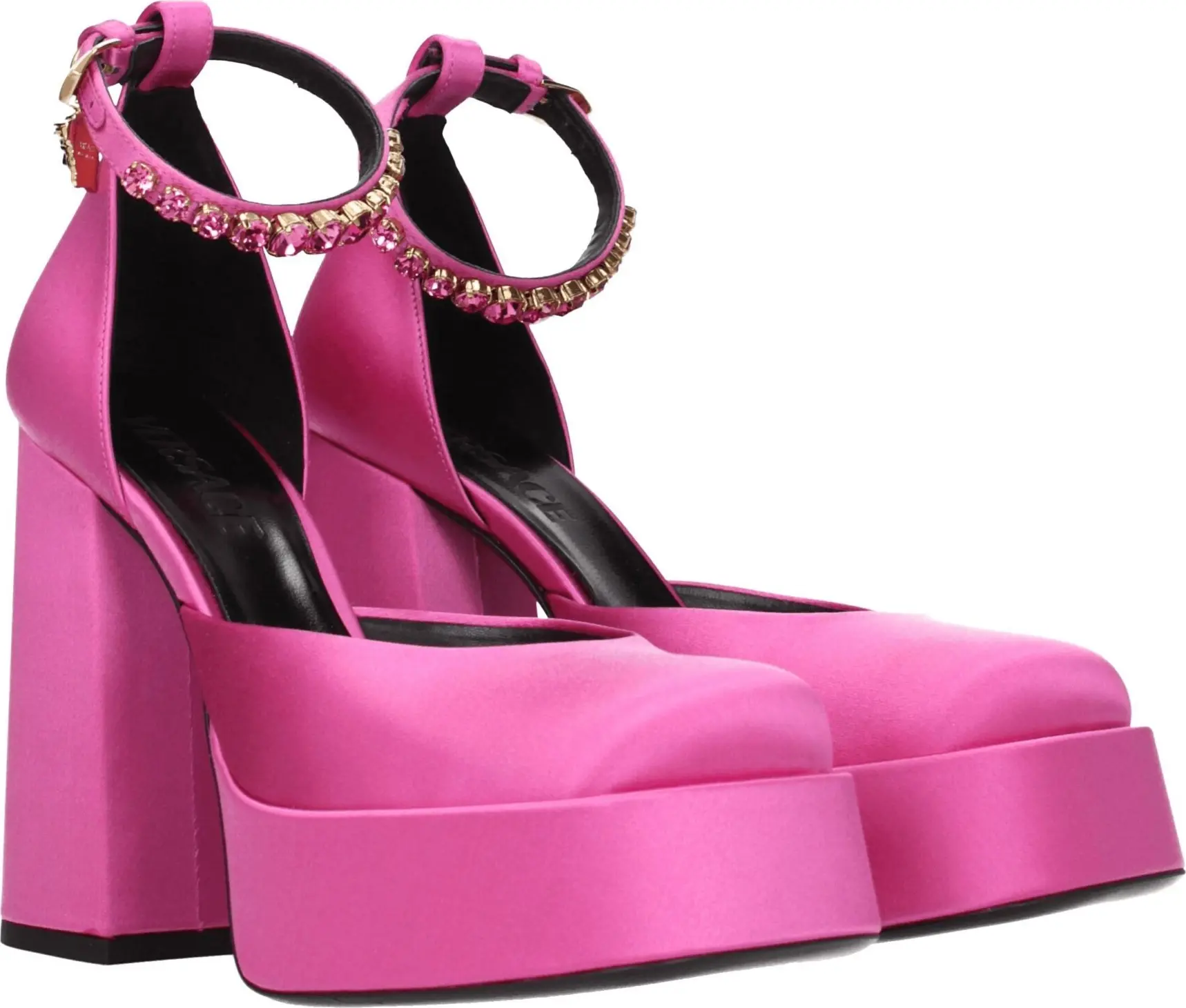 Розовые туфли на платформе Versace из сатина