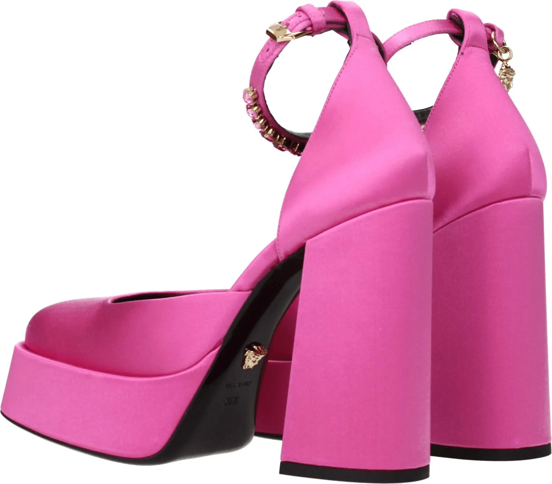 Розовые туфли на платформе Versace из сатина