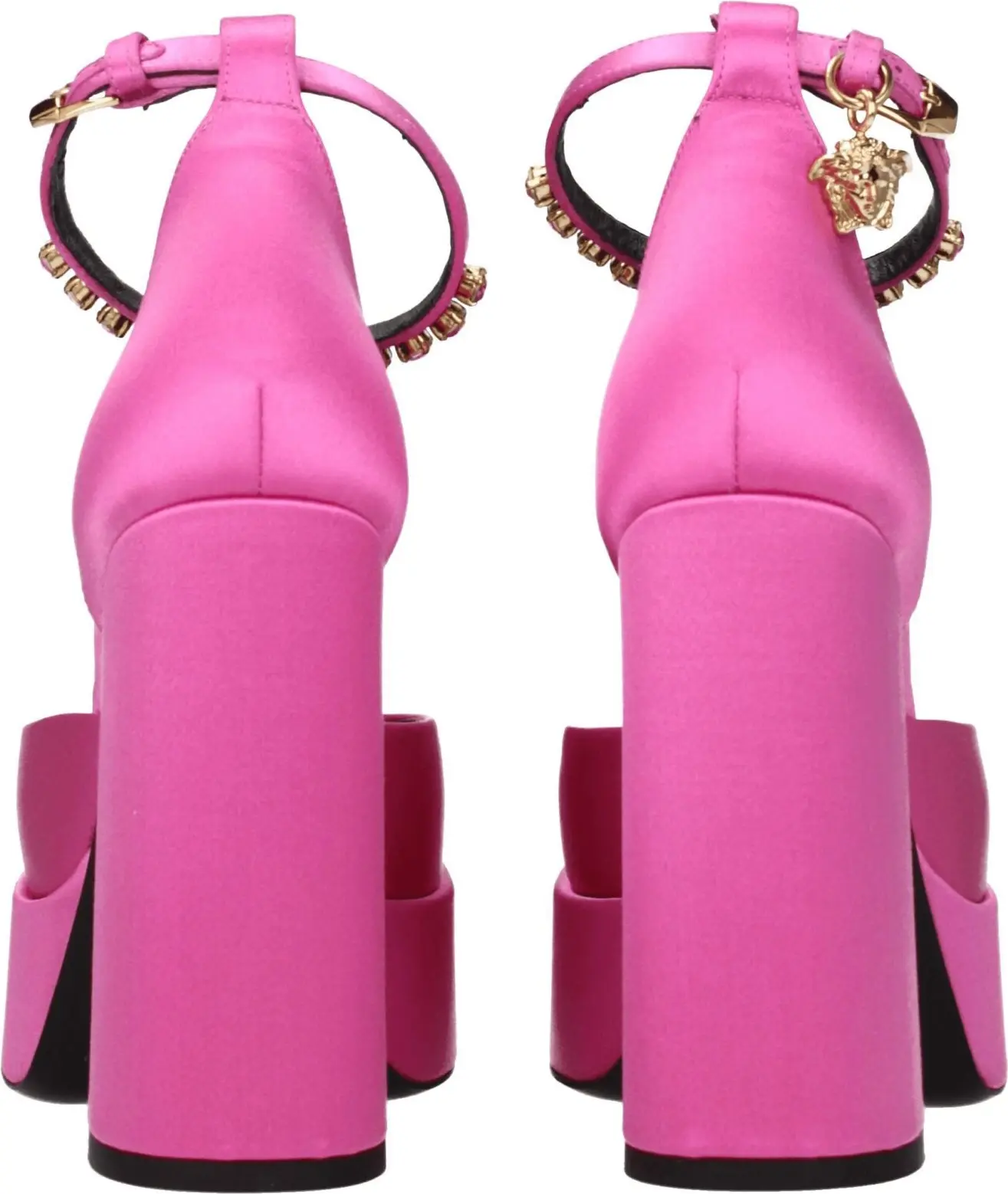 Розовые туфли на платформе Versace из сатина