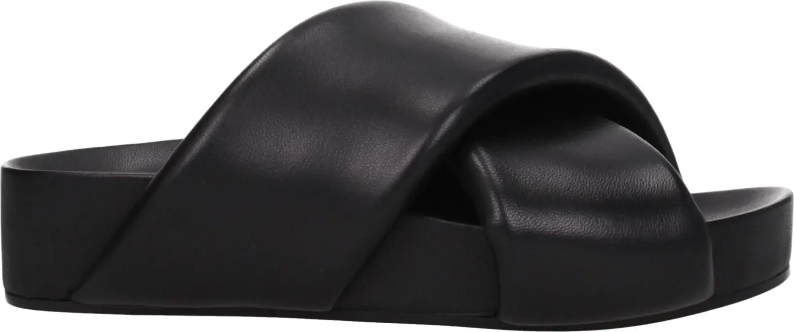 Black Leather Slippers by Jil Sander