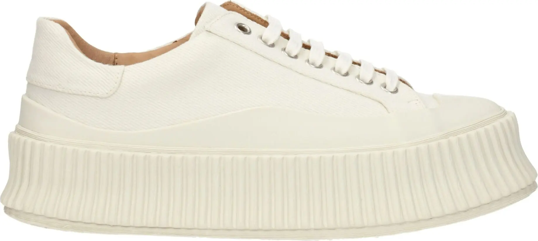 White Fabric Platform Sneakers Jil Sander