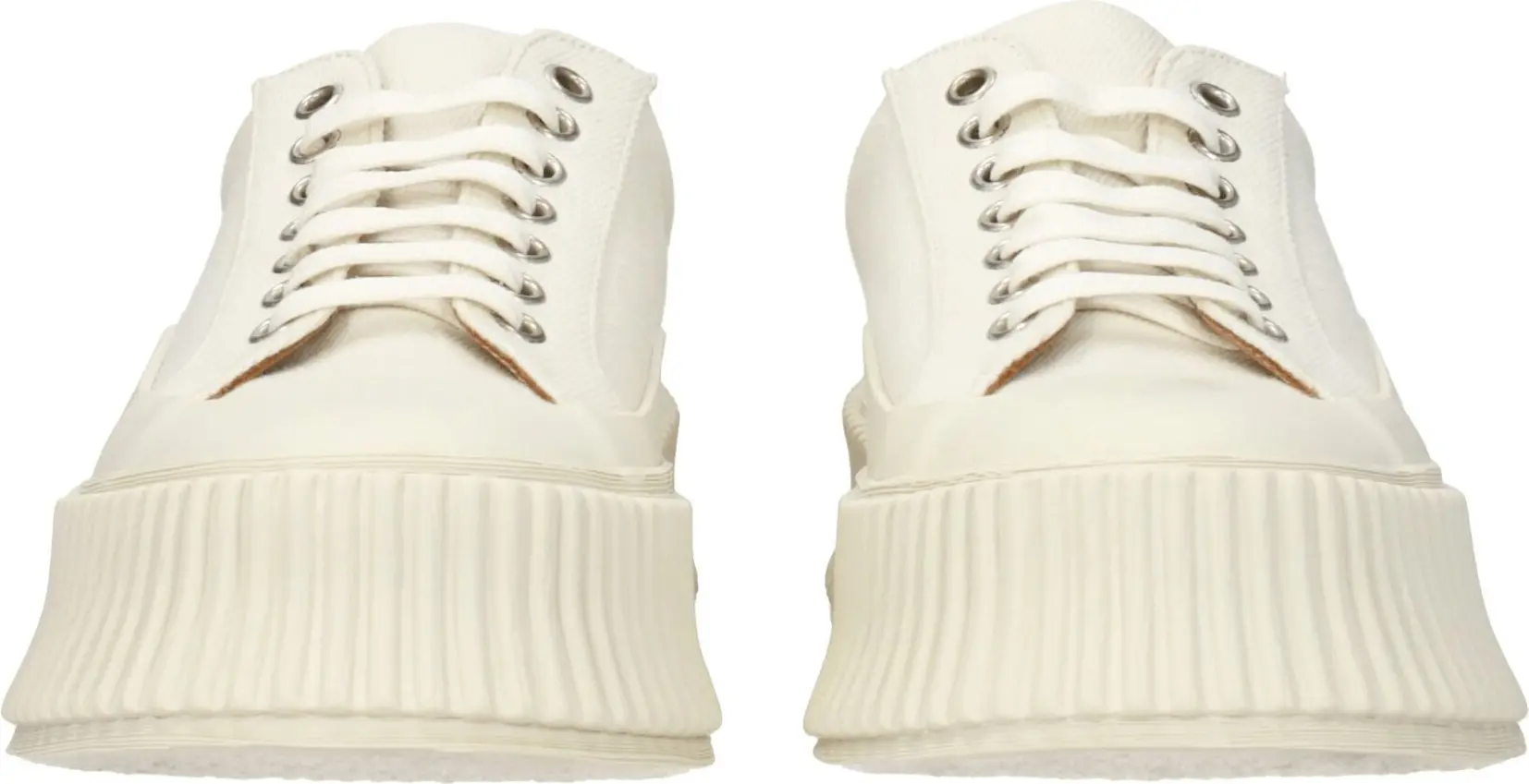 White Fabric Platform Sneakers Jil Sander