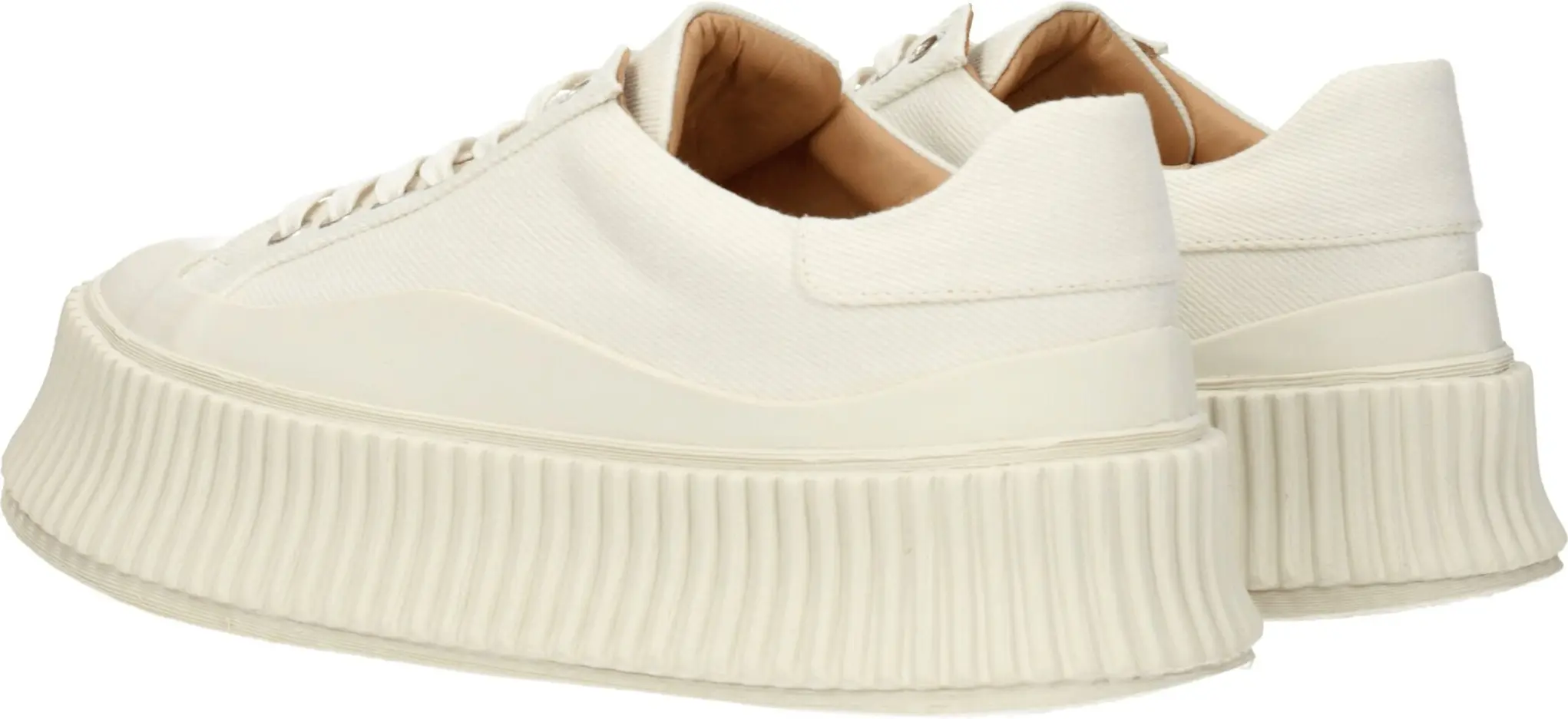 White Fabric Platform Sneakers Jil Sander