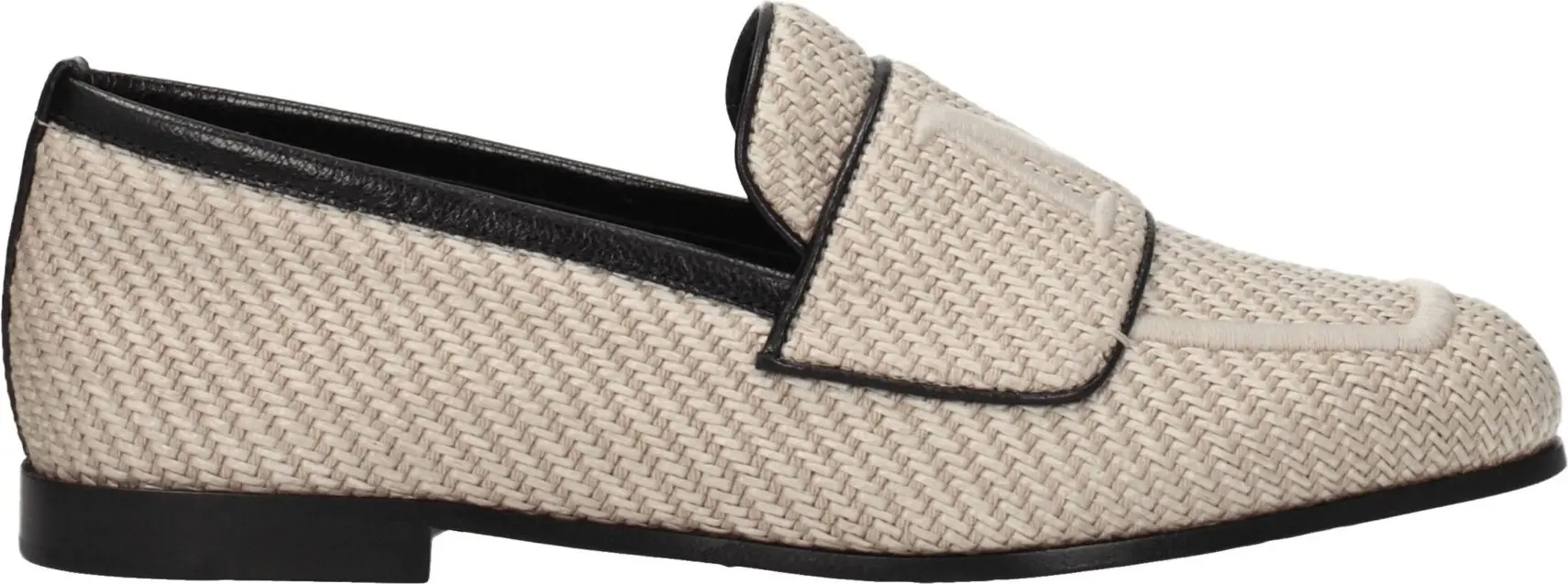 Max Mara bej matodan tikilgan slip-on mokasinlar