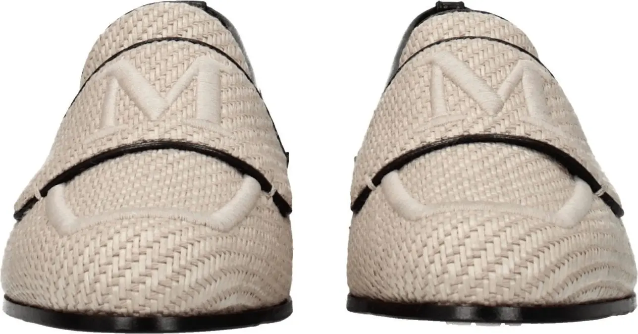 Beige Fabric Slip-On Loafers Max Mara