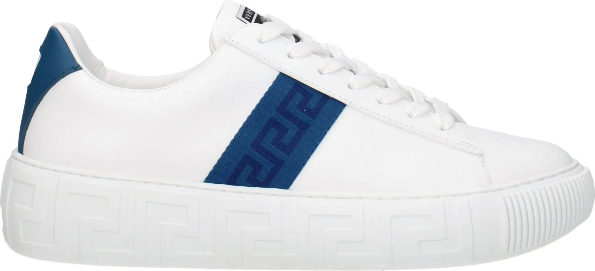 White Leather Low Top Sneakers Versace
