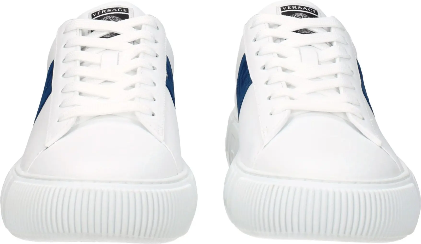 White Leather Low Top Sneakers Versace