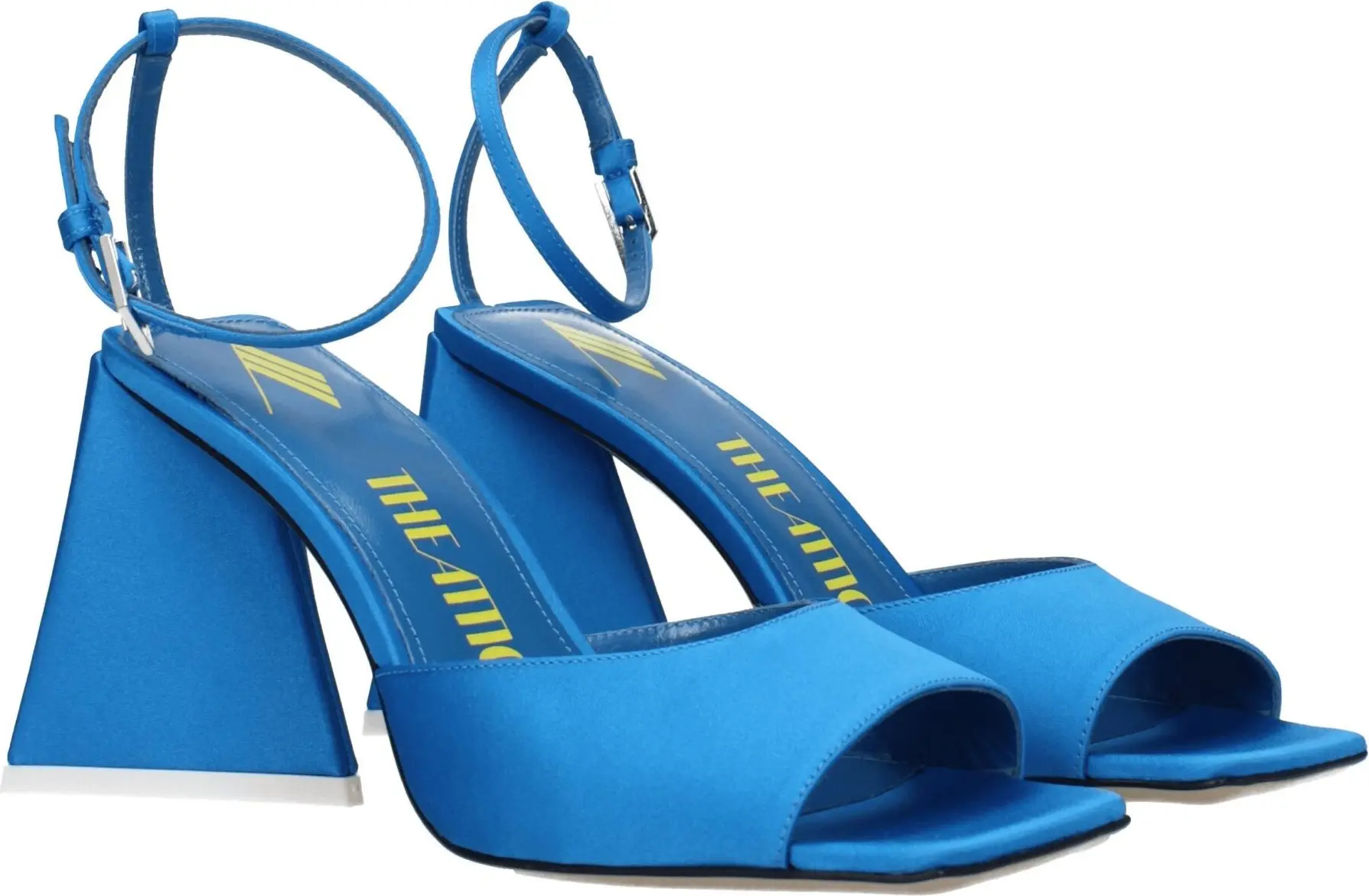 Blue Satin Stiletto Heel Sandals by The Attico