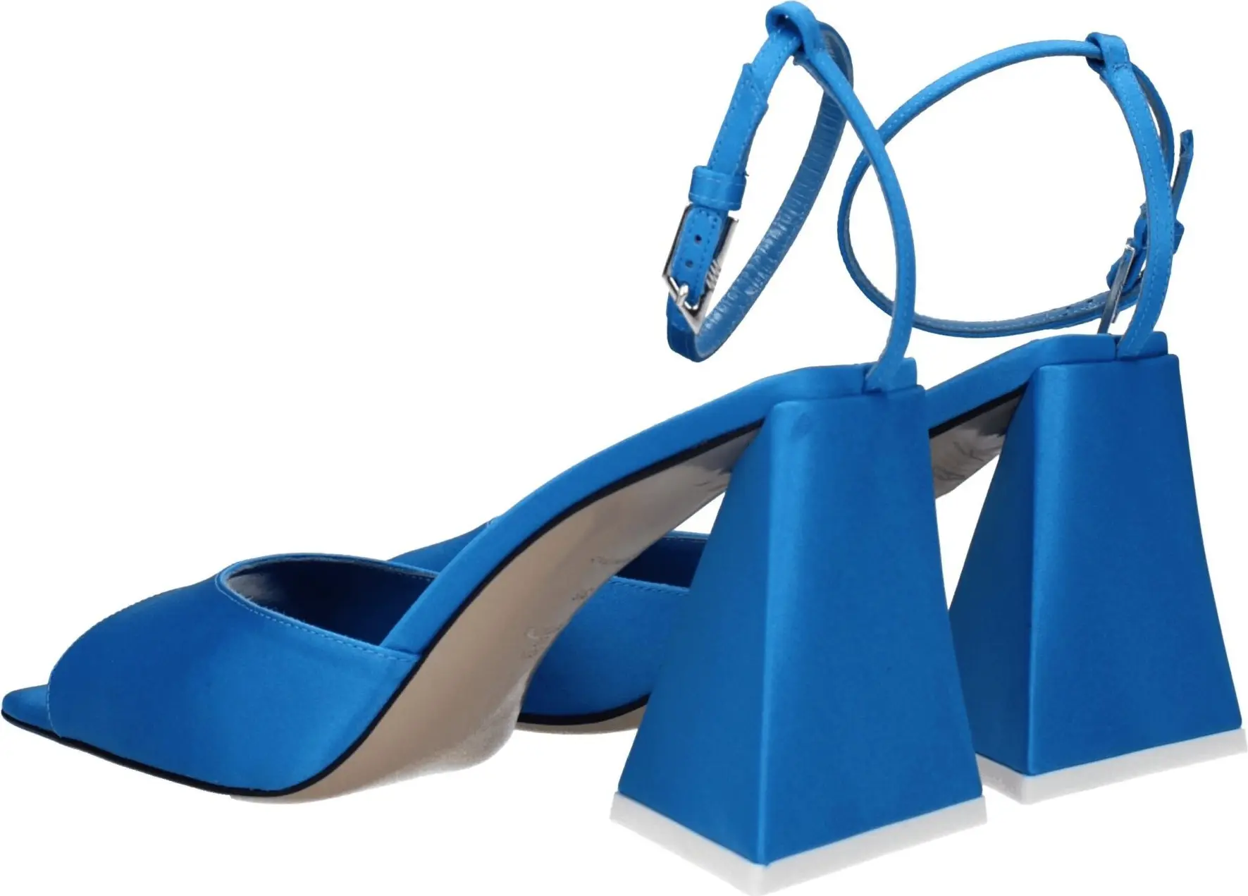 Blue Satin Stiletto Heel Sandals by The Attico