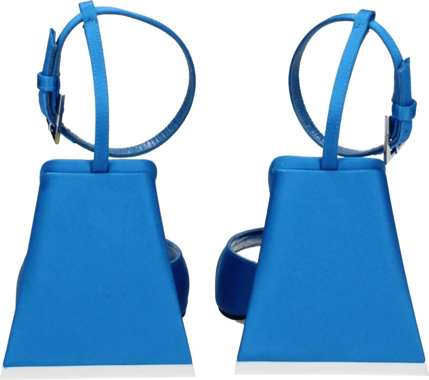 Blue Satin Stiletto Heel Sandals by The Attico