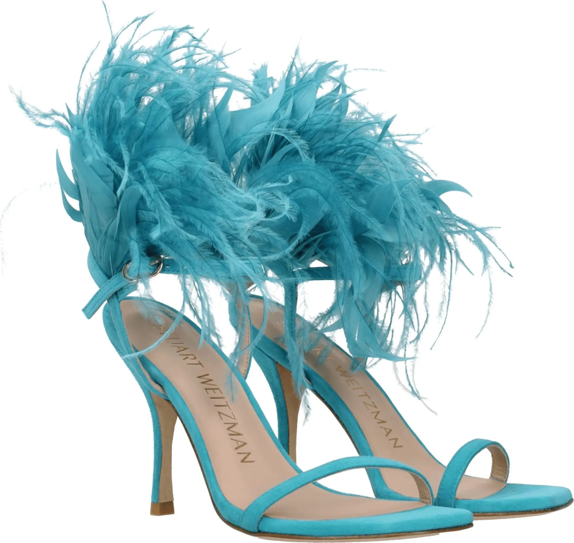 Зеленые кожаные босоножки Stuart Weitzman на шпильке