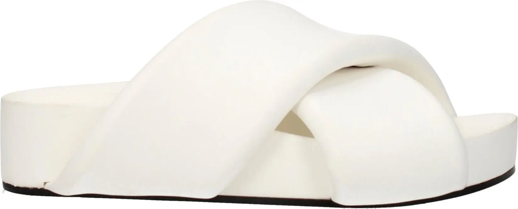 White Leather Slippers Jil Sander