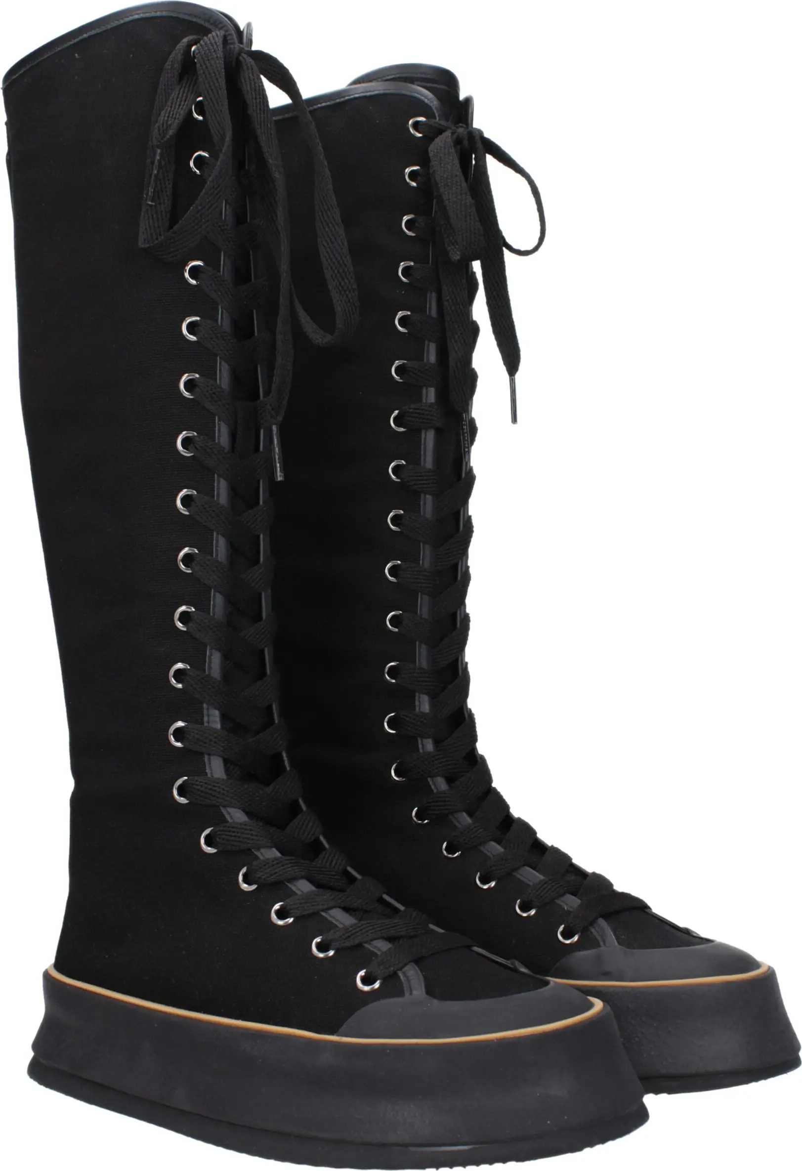 Black Fabric Lace-Up Boots Max Mara