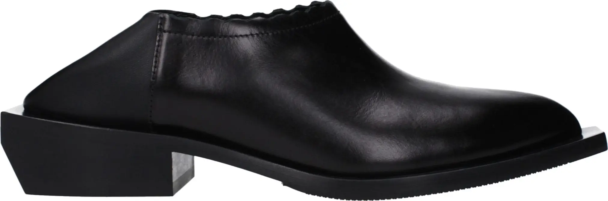 Black Leather Mules Moschino