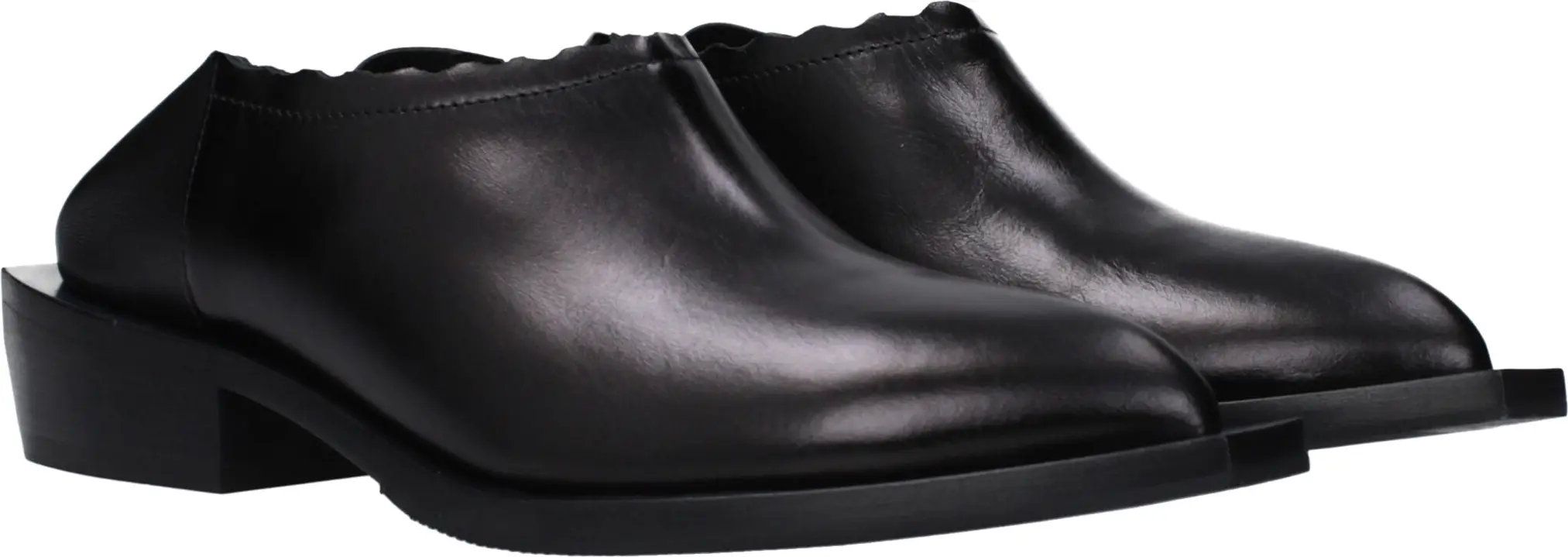 Black Leather Mules Moschino