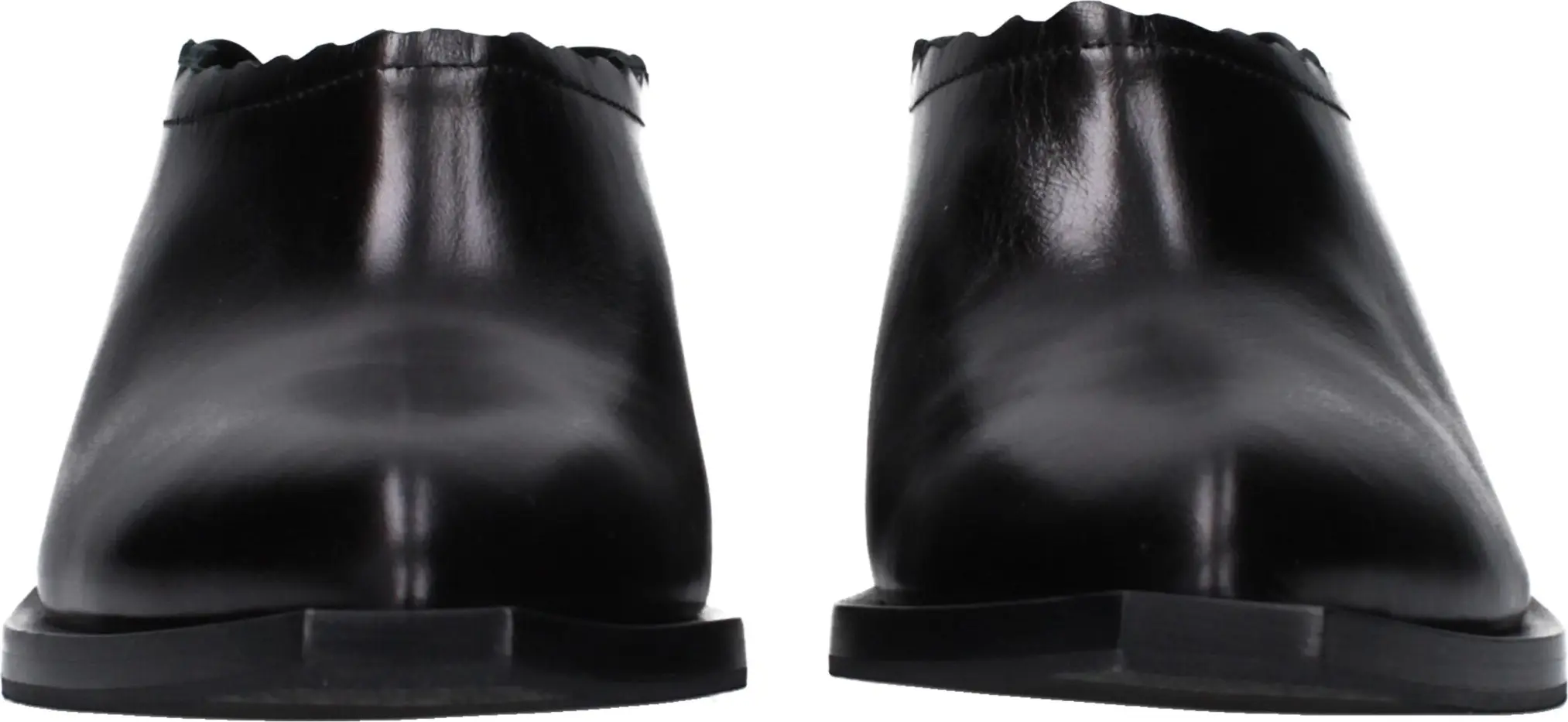 Black Leather Mules Moschino