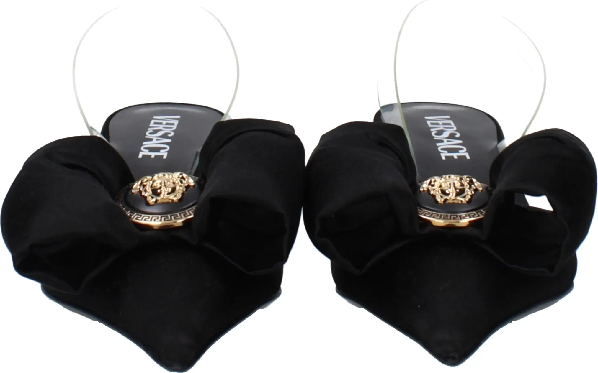 Black Satin Sandals Versace