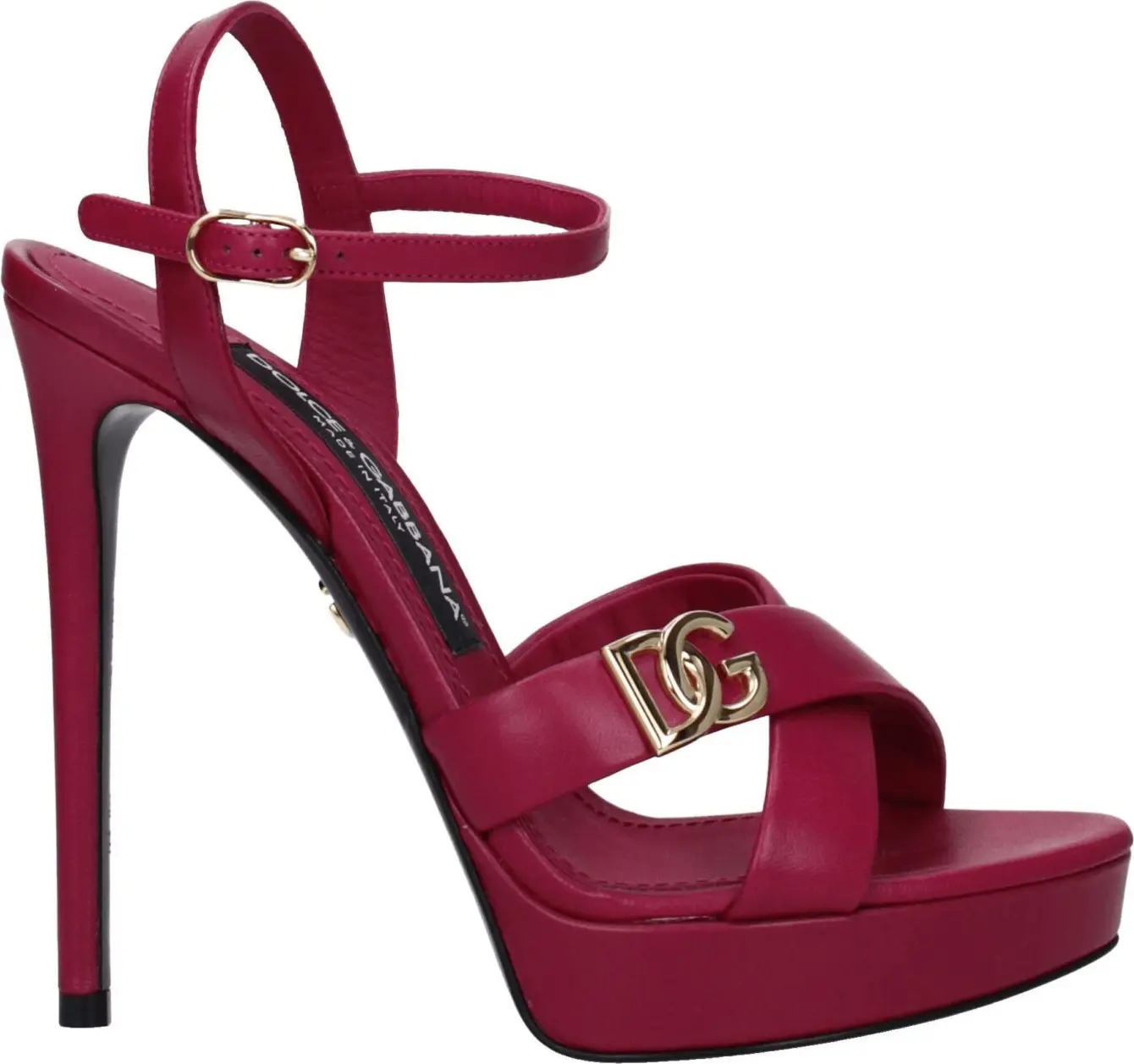 Pink Leather Platform Sandals Dolce & Gabbana