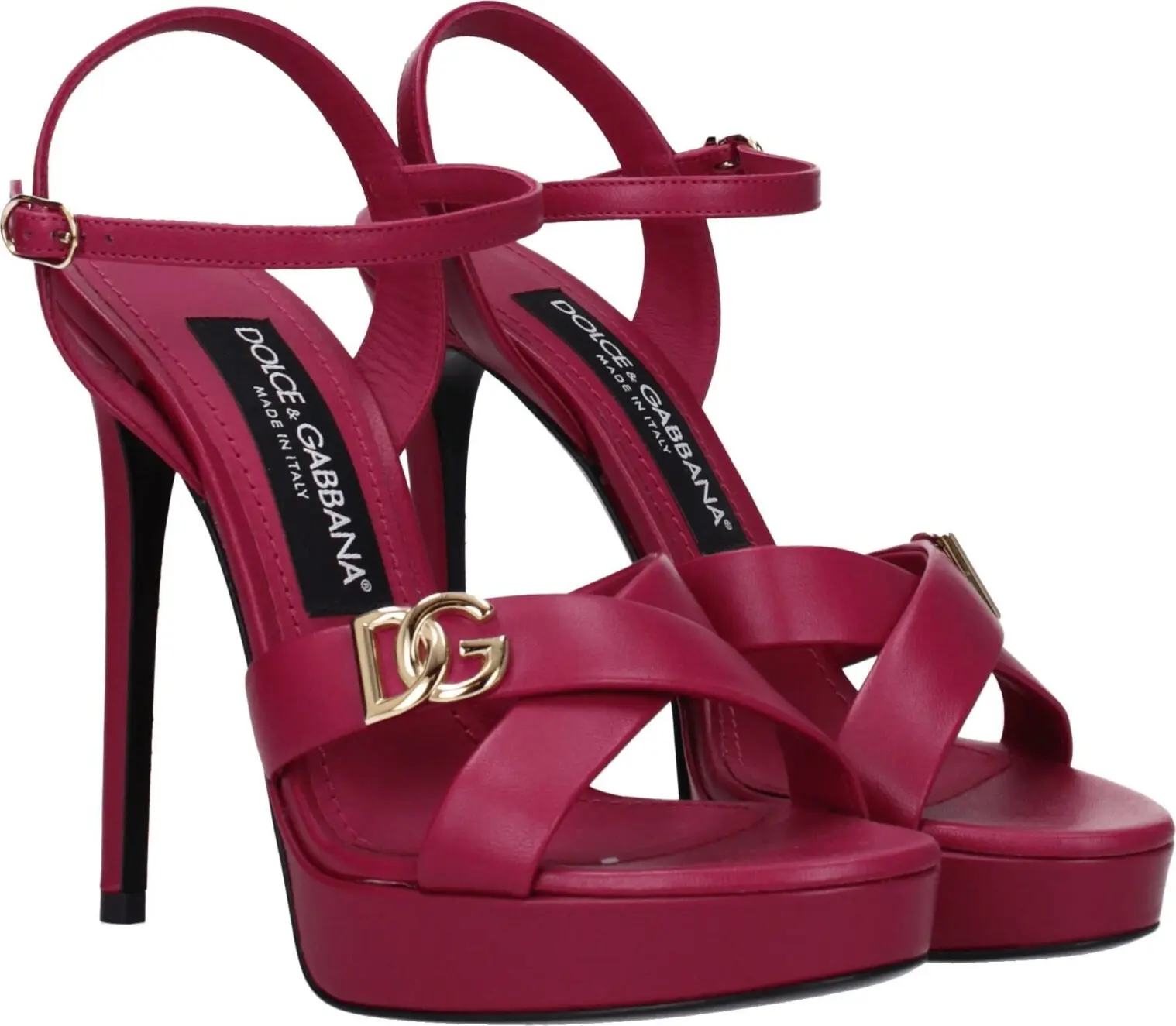 Pink Leather Platform Sandals Dolce & Gabbana