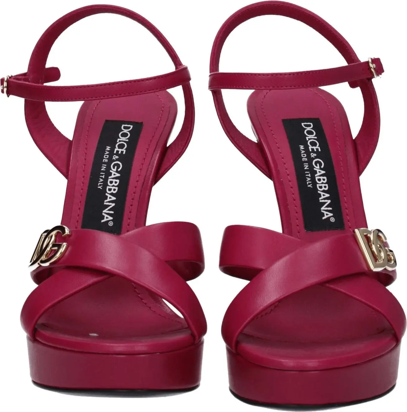 Pink Leather Platform Sandals Dolce & Gabbana