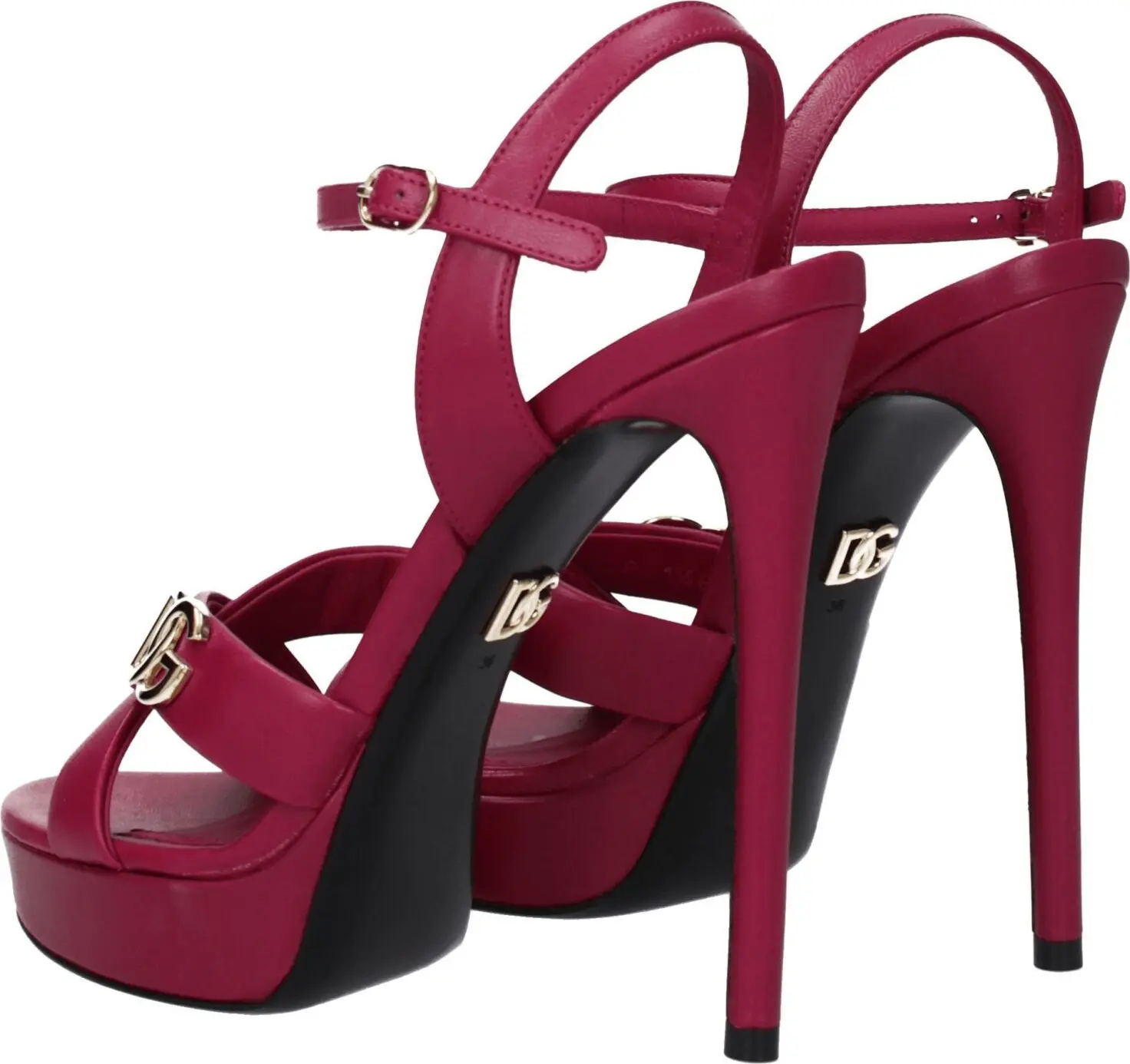 Pink Leather Platform Sandals Dolce & Gabbana