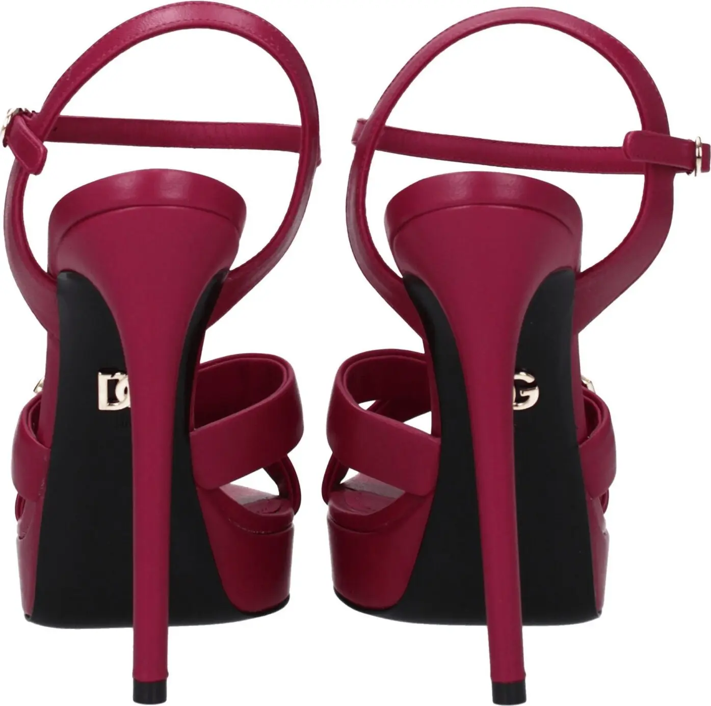 Pink Leather Platform Sandals Dolce & Gabbana