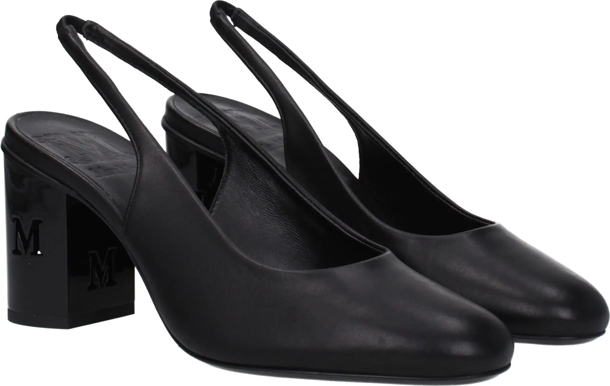 Max Mara qora charmLi baland posnali tuflilar