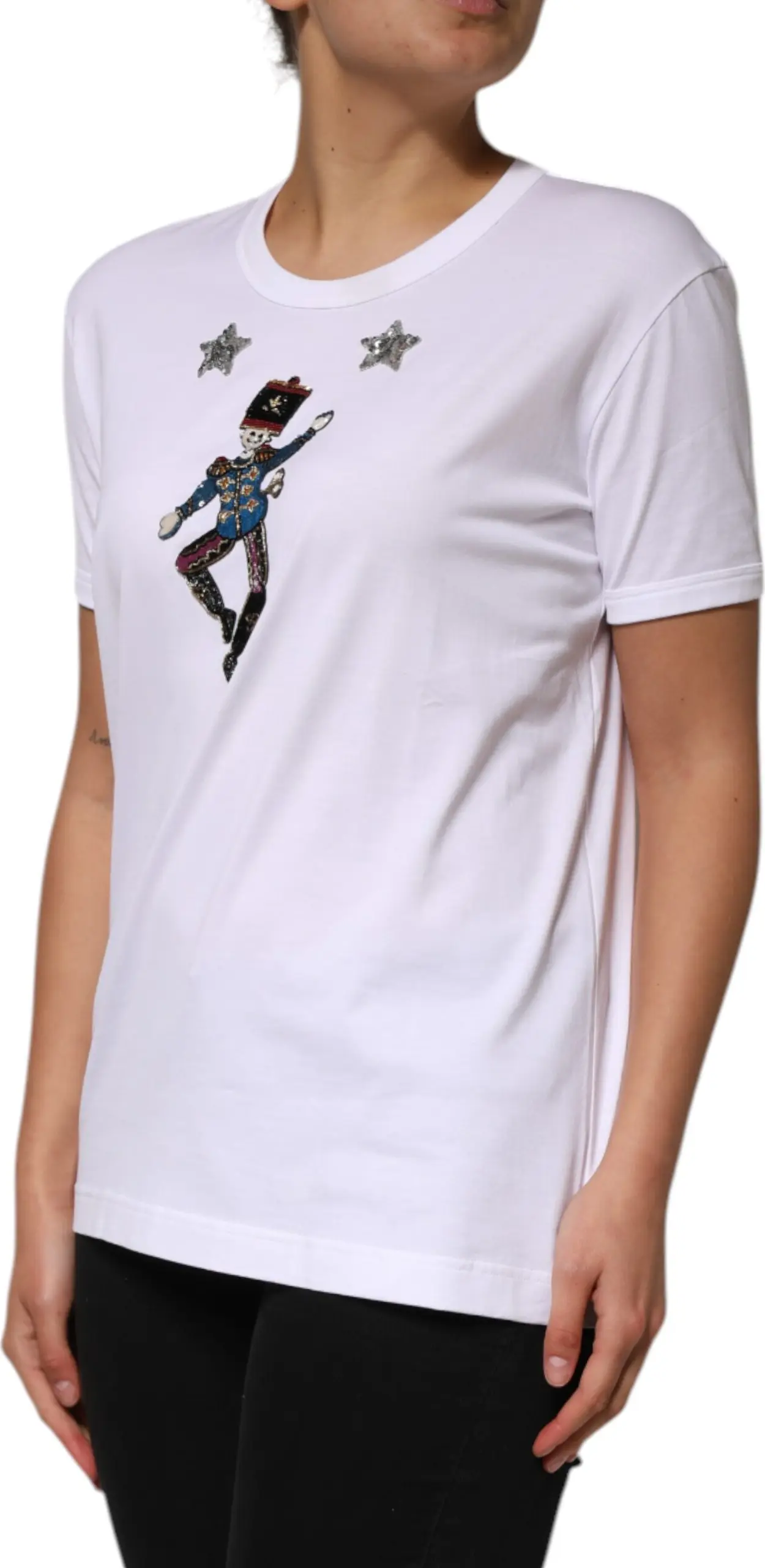 Cotton Sequin Embellished Top T-shirt Dolce & Gabbana