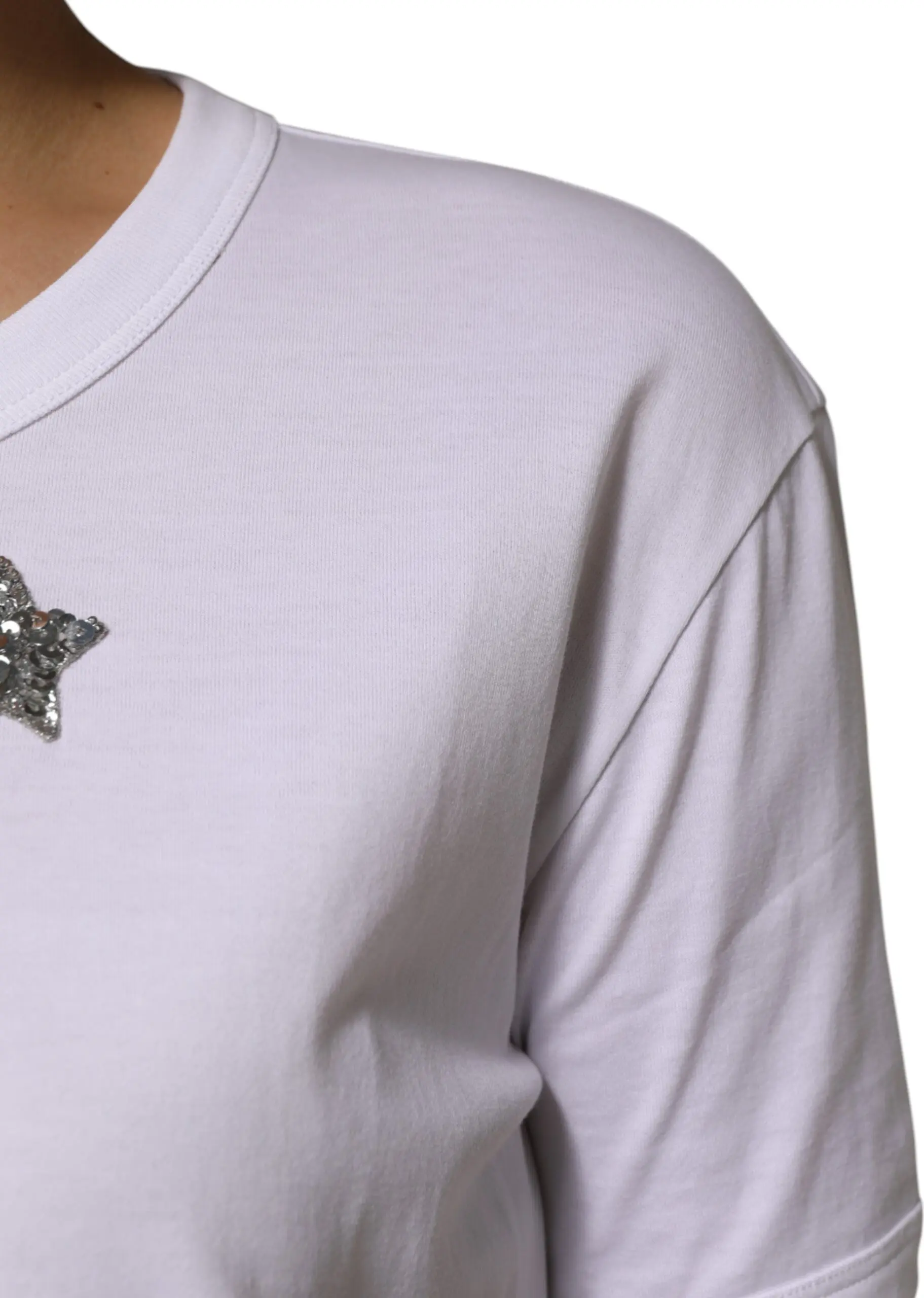 Cotton Sequin Embellished Top T-shirt Dolce & Gabbana