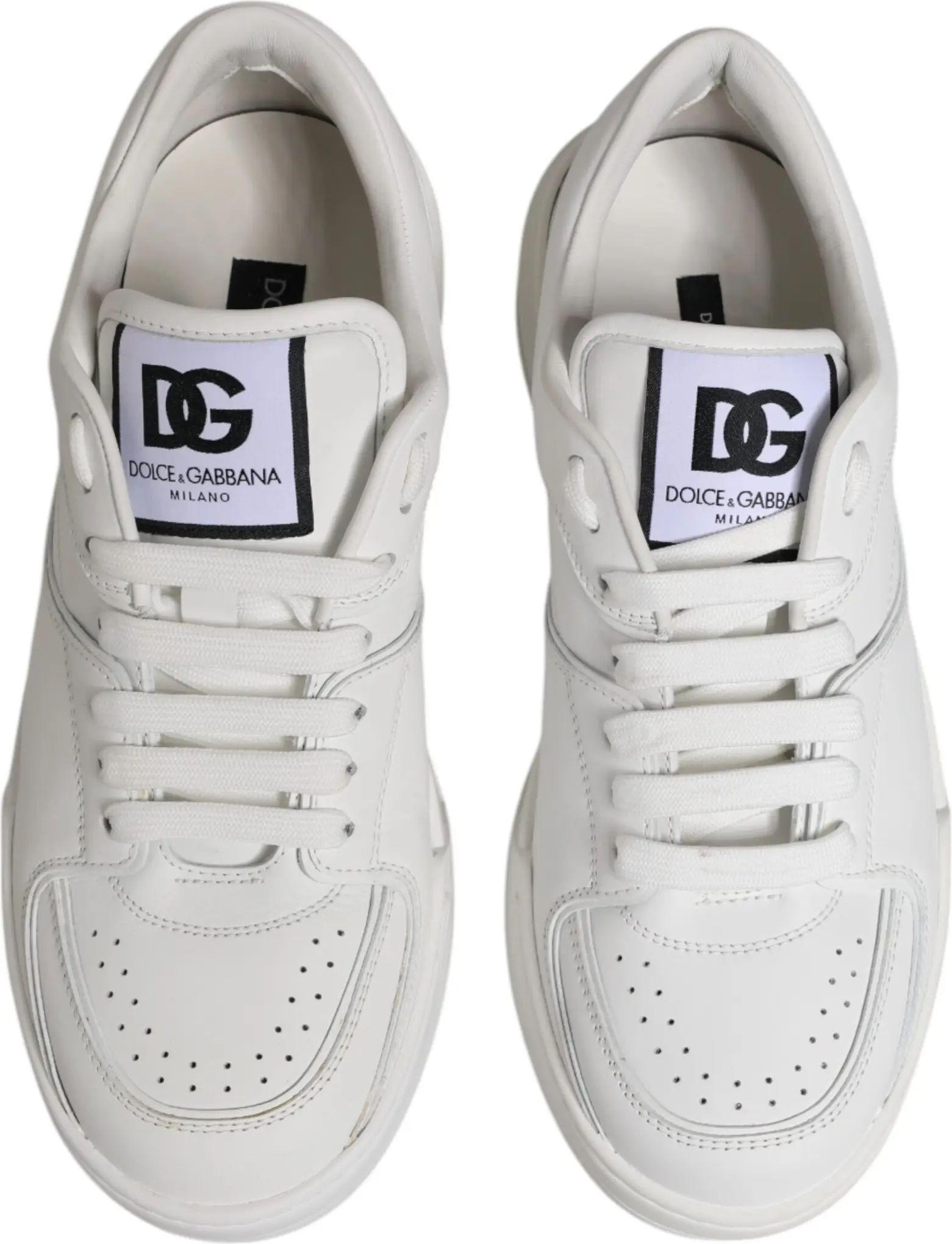 White Miami Leather Low Top Sneakers Shoes Dolce & Gabbana