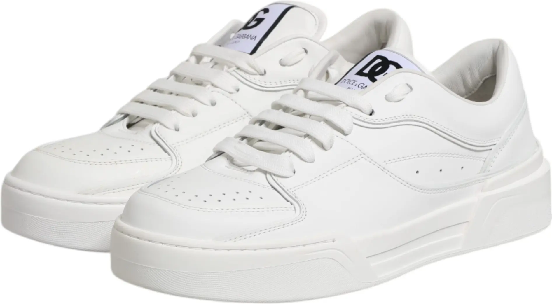 White Miami Leather Low Top Sneakers Shoes Dolce & Gabbana