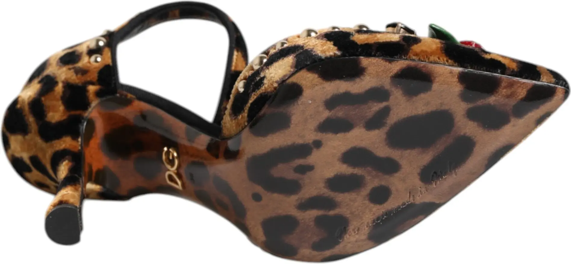 Brown Leopard Crystal Roses Pumps Shoes Dolce & Gabbana