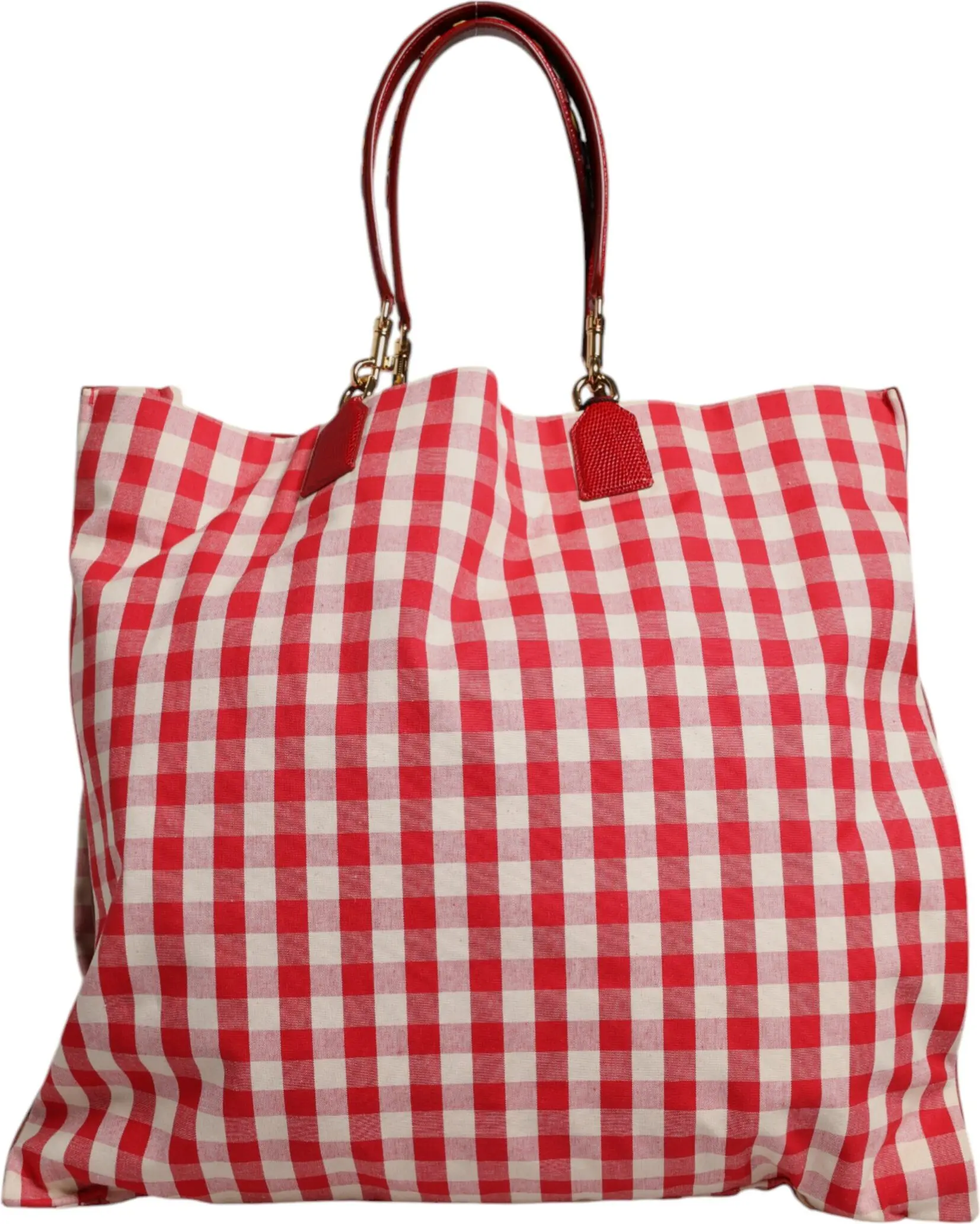 Dolce & Gabbana Qizil "Men Pizza" Rhinestone Bezali Tote Sumkasi