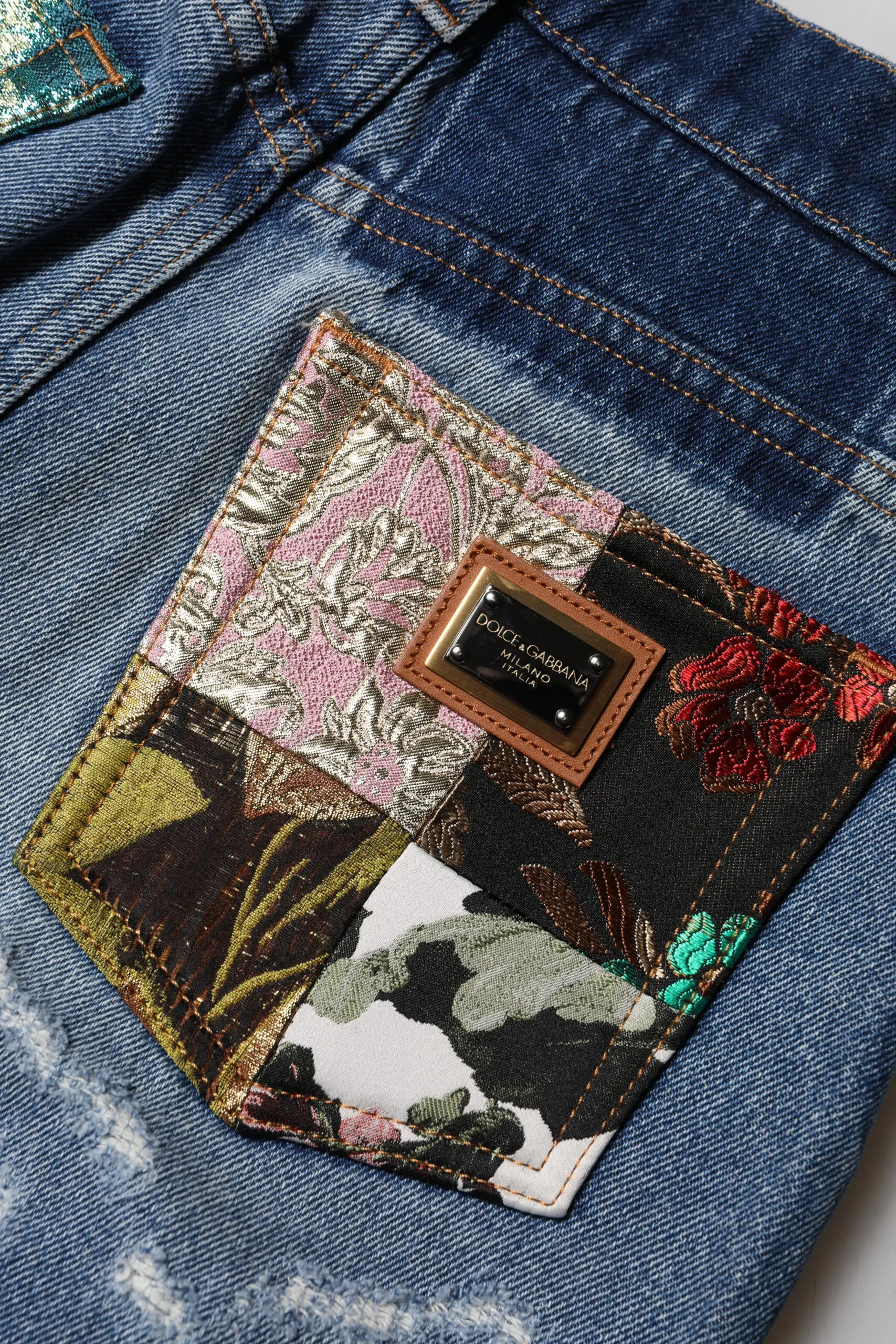 Haqiqiy AMBER Moviy Tattered Baland Bel Jinsi Shim Dolce & Gabbana