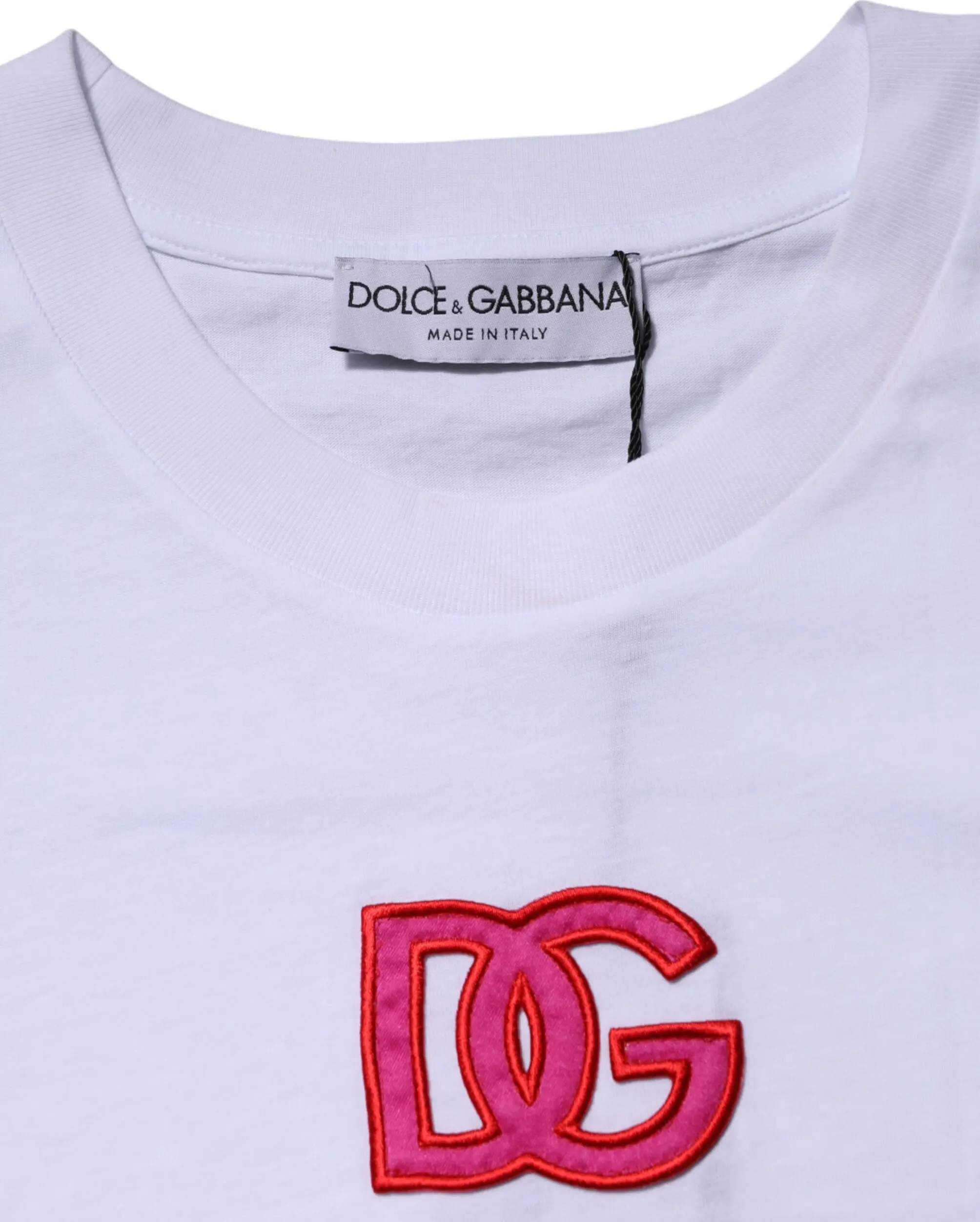 Oq paxta DG logotipi bilan kashta qilingan futbolka Dolce & Gabbana