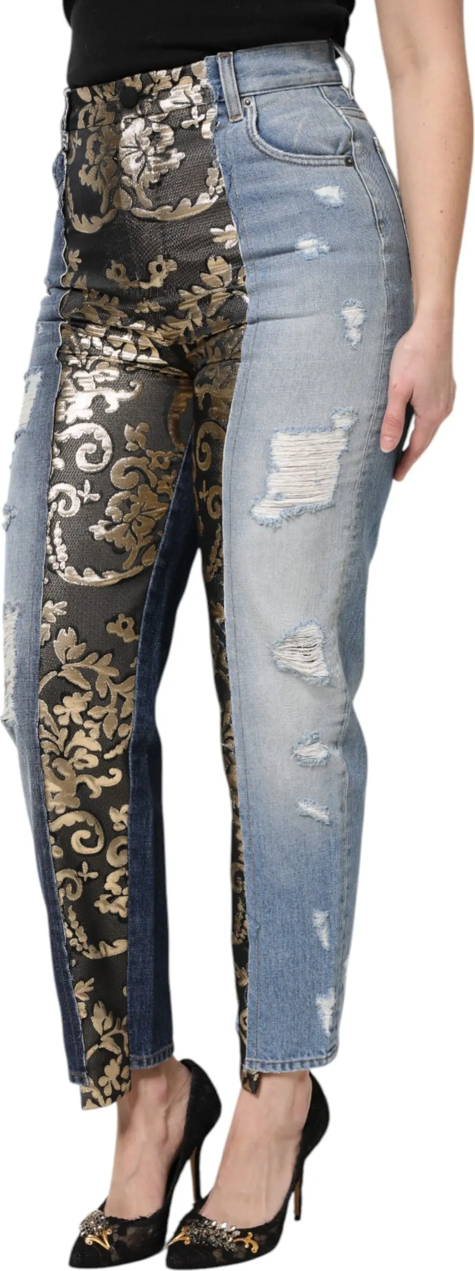 Multicolor Patchwork Tapered Denim Jeans Dolce & Gabbana