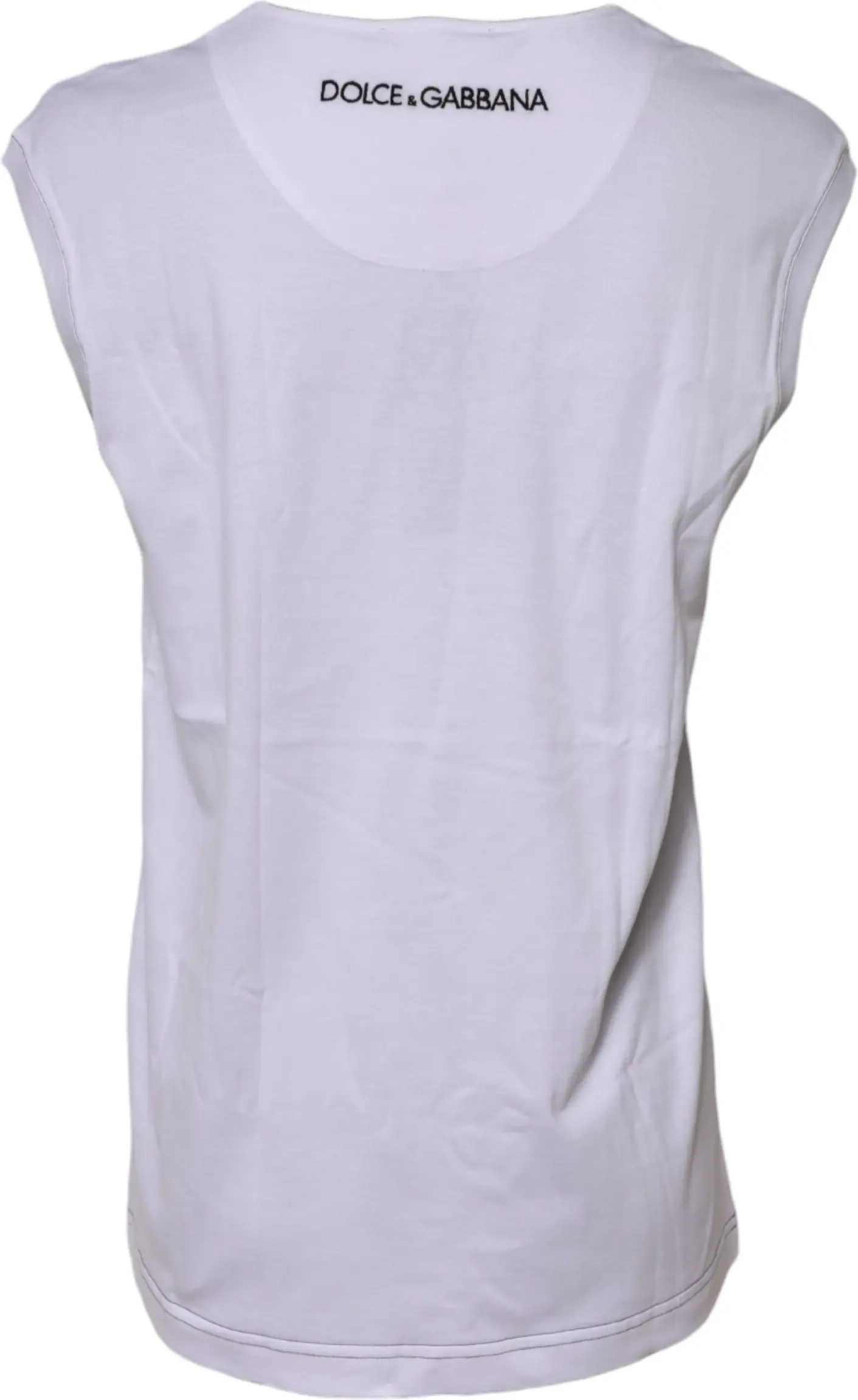 White Cotton Sleeveless Printed Tank T-shirt Dolce & Gabbana