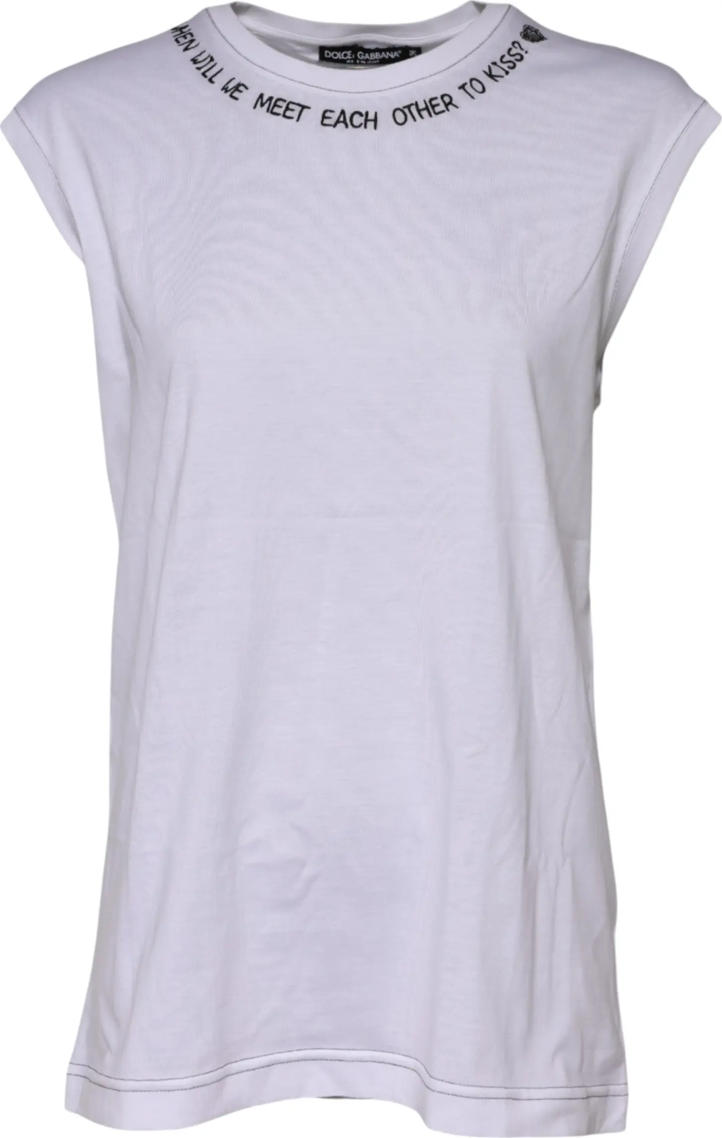 White Cotton Sleeveless Printed Tank T-shirt Dolce & Gabbana