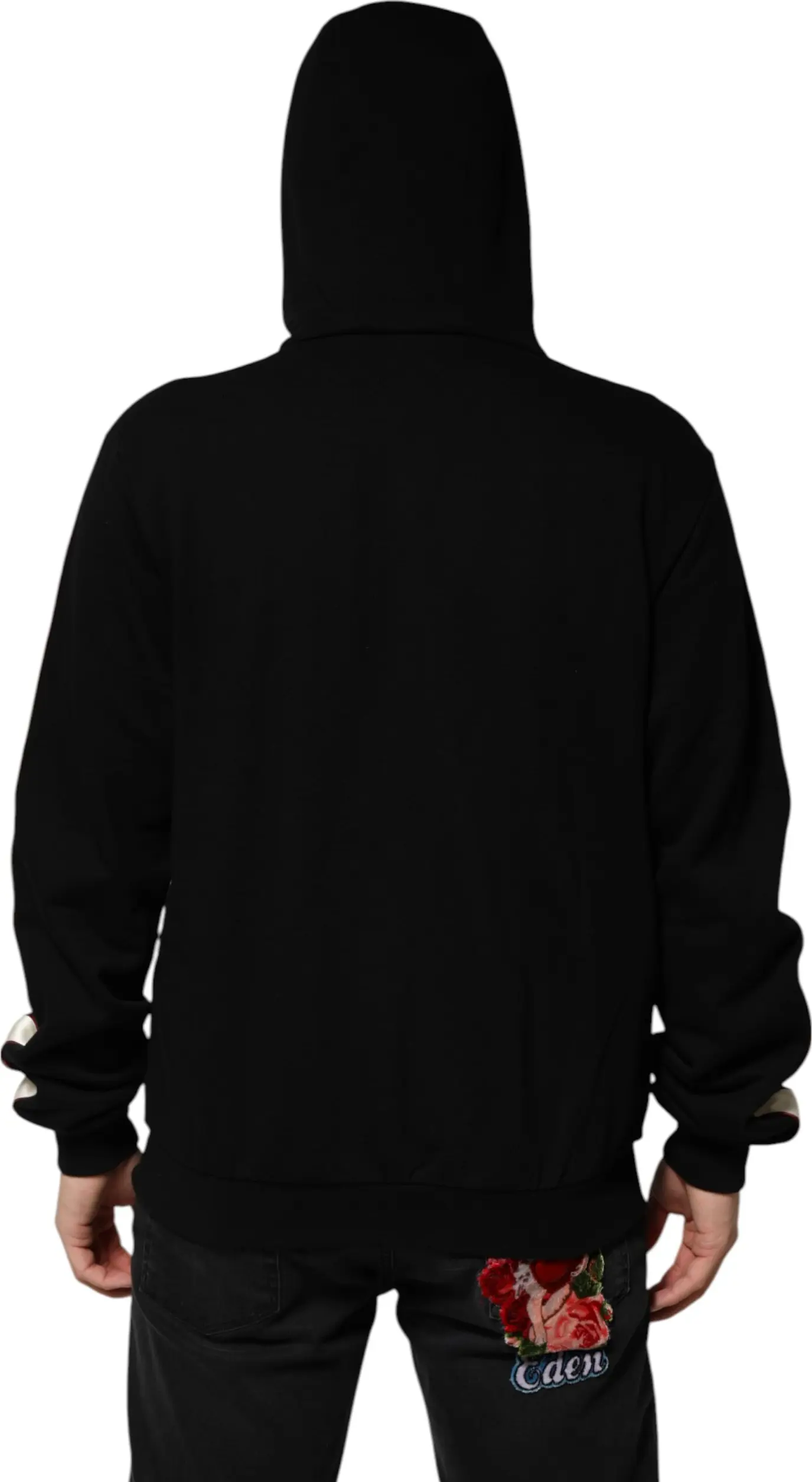 Dolce & Gabbana Black Cotton Plaque Track Cardigan Sweater