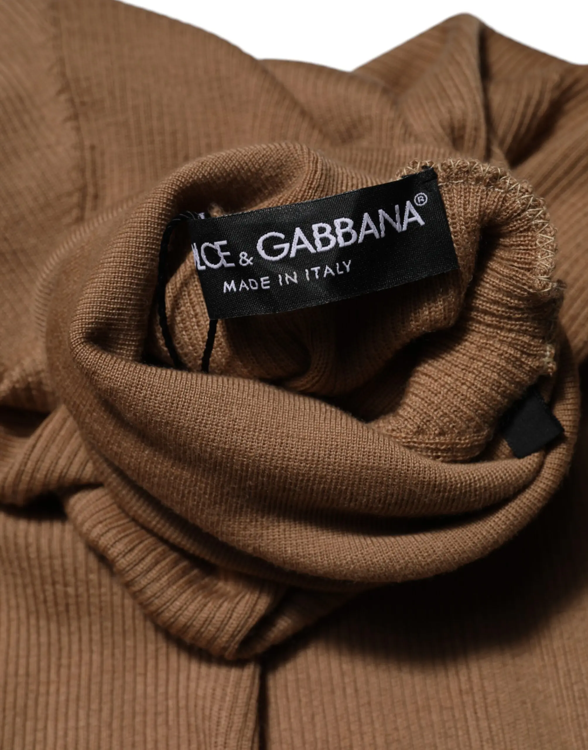 Dolce & Gabbana Коричневый вязаный свитер с длинными рукавами и воротником-гольф
